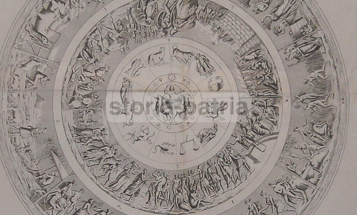 Incisione Antica: Mitologia, Astrologia E Costellazioni Di L. Podestà, 1850 Circa