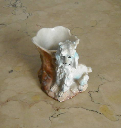 Scultura Ceramica Cagnolino Policroma V. Bindi, Primo '900