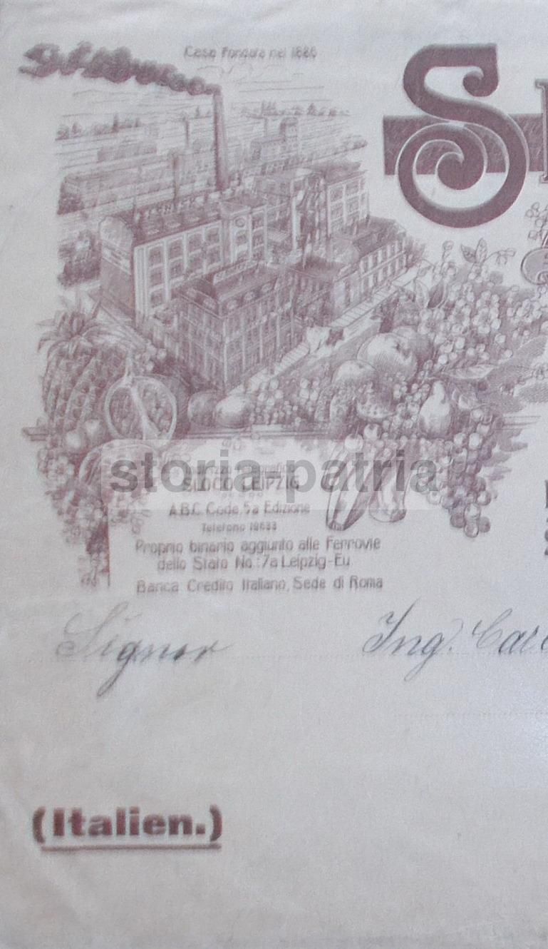 Busta Pubblicitaria Sloneck & Co. Leipzig, Oli Essenziali, Primo '900