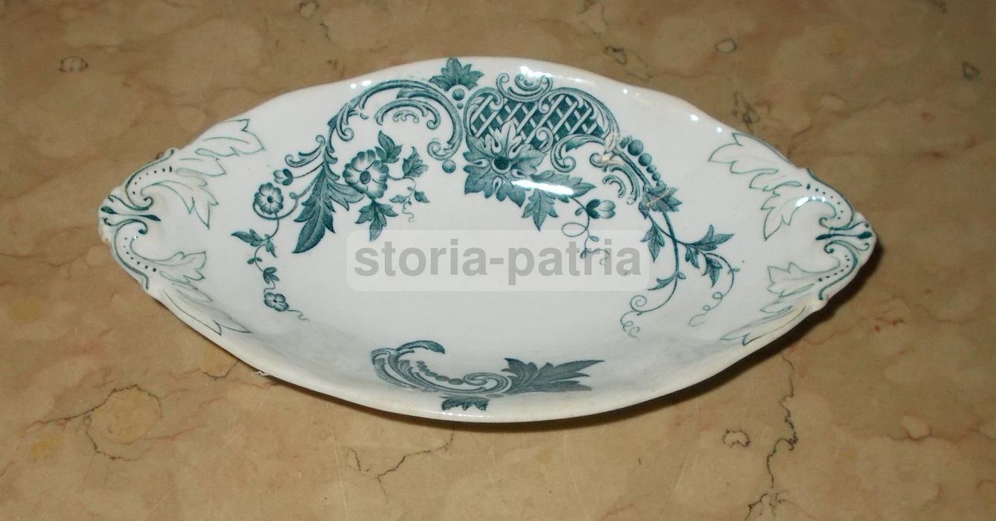 Soprammobile In Ceramica Società Richard Con Decori Floreali, Fine '800
