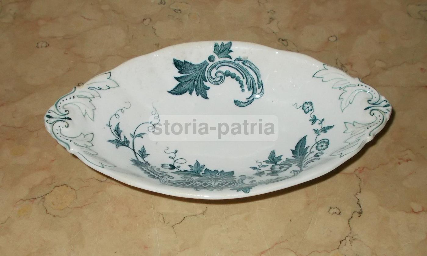 Soprammobile In Ceramica Società Richard Con Decori Floreali, Fine '800