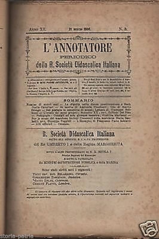 L'Annotatore 1886: Periodico Della R. Società Didascalica Italiana Di Roma