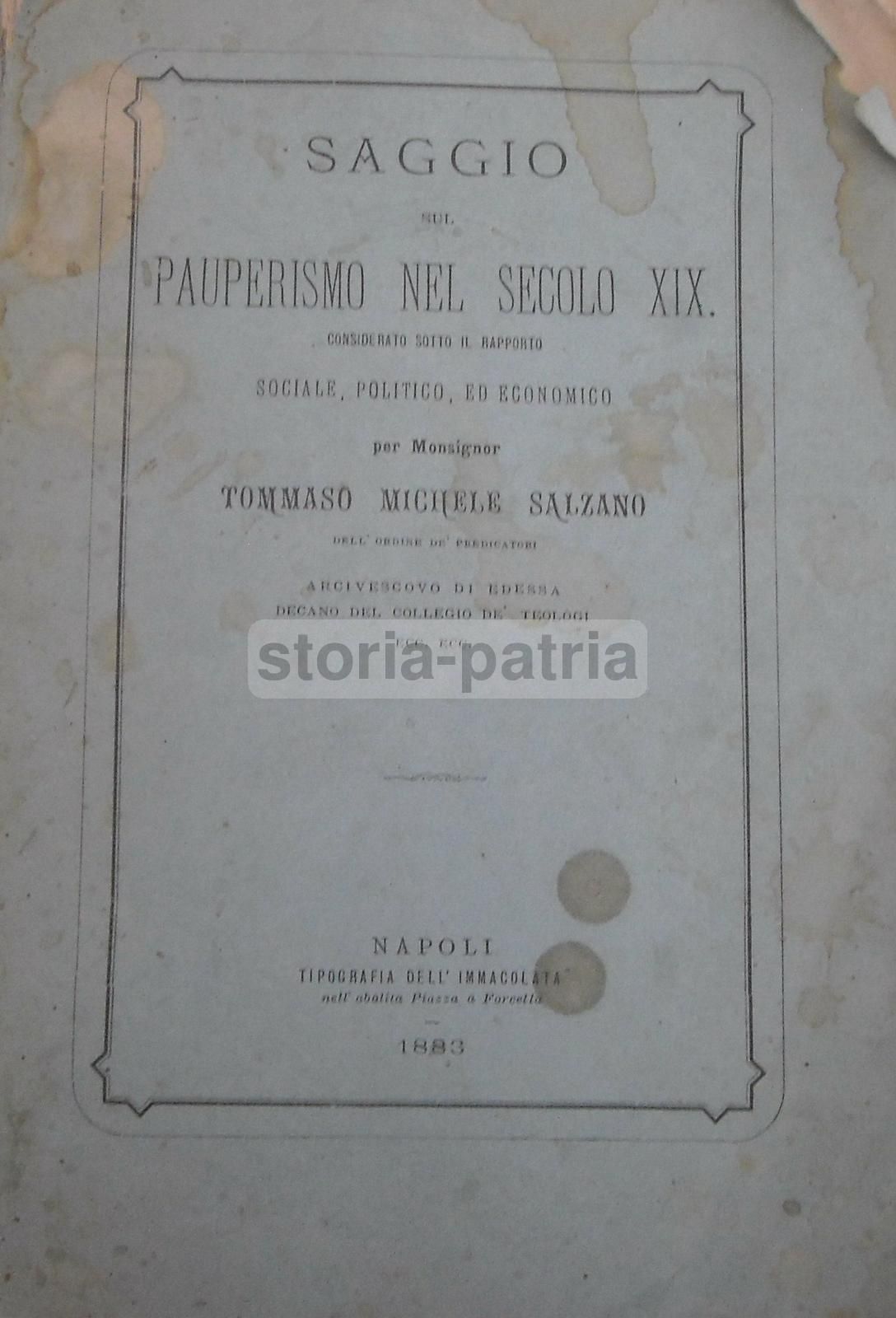 Saggio Sul Pauperismo Nel Secolo XIX, Salzano, 1883, Napoli