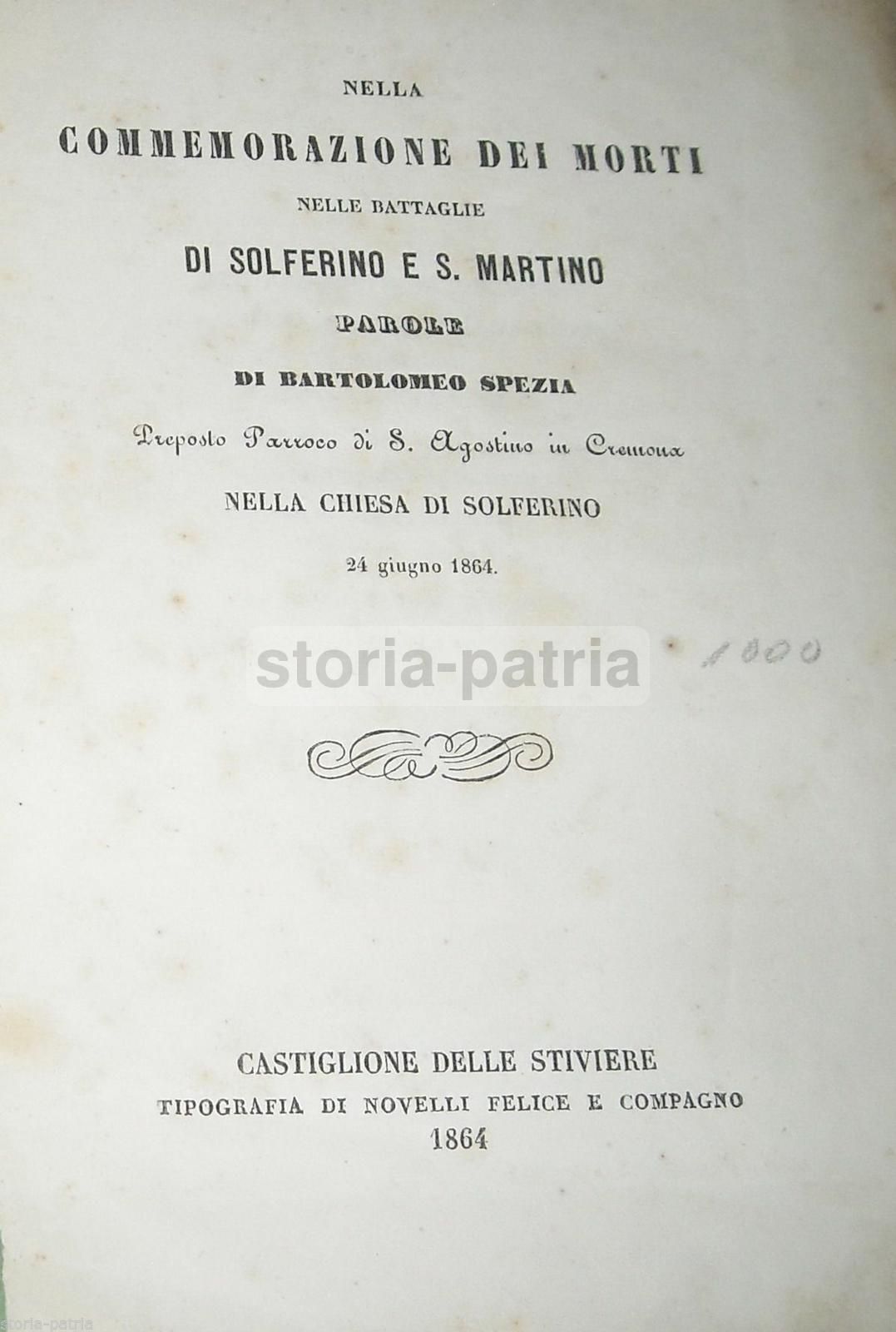 Spezia, Commemorazione Dei Morti Nelle Battaglie Di Solferino E San Martino (1864)