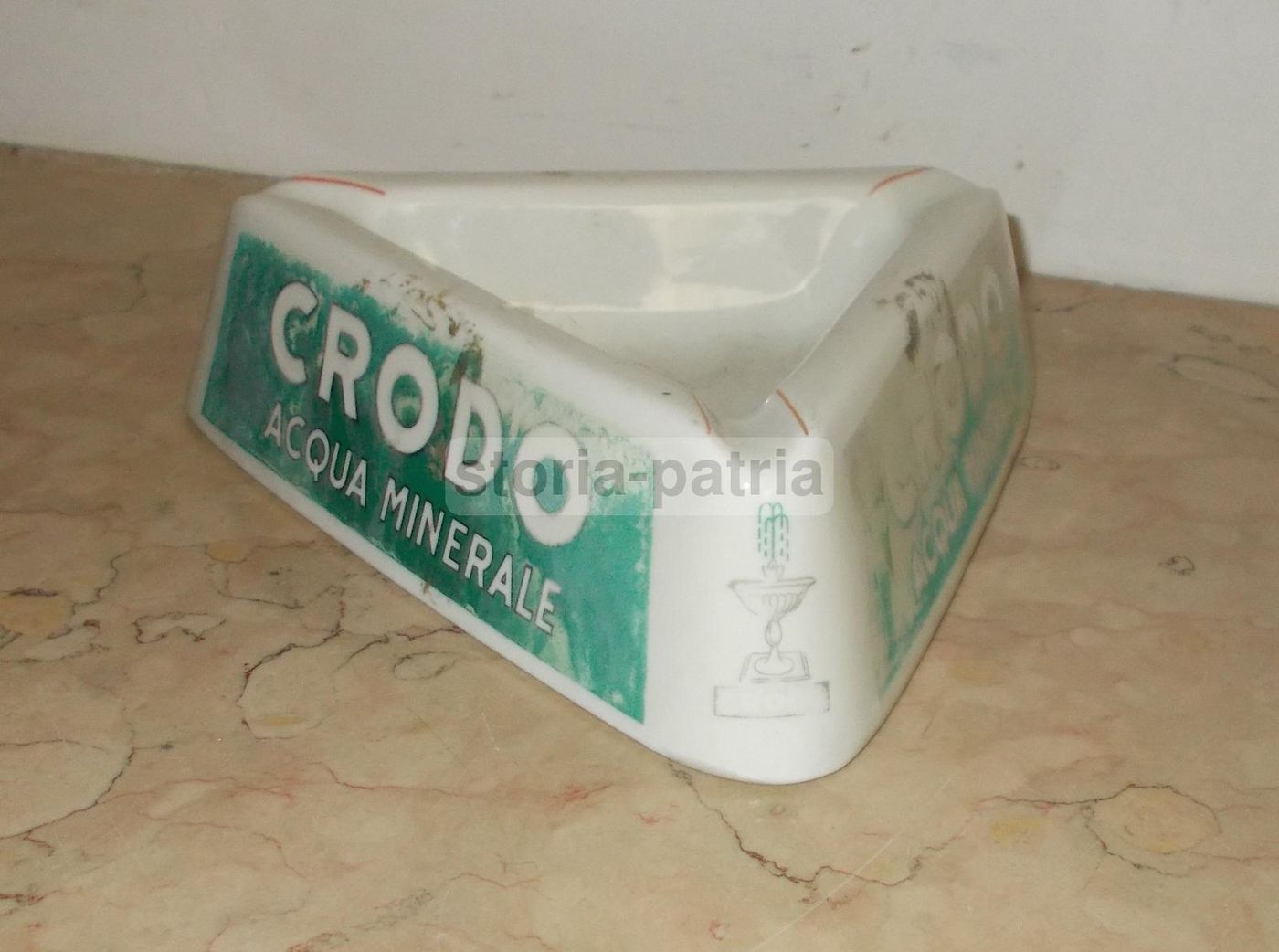 Portacenere Pubblicitario Crodo Acqua Minerale Porcellana Anni 50