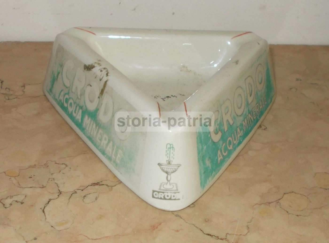 Portacenere Pubblicitario Crodo Acqua Minerale Porcellana Anni 50