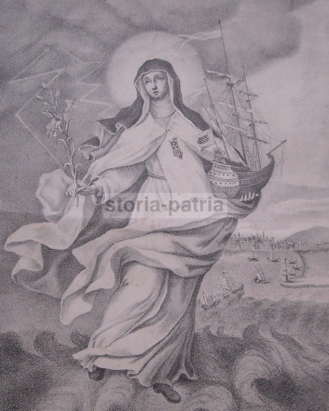 Santa Maria De Cervillione, Barcellona, Navigazione   Stampa Litografica, 1897