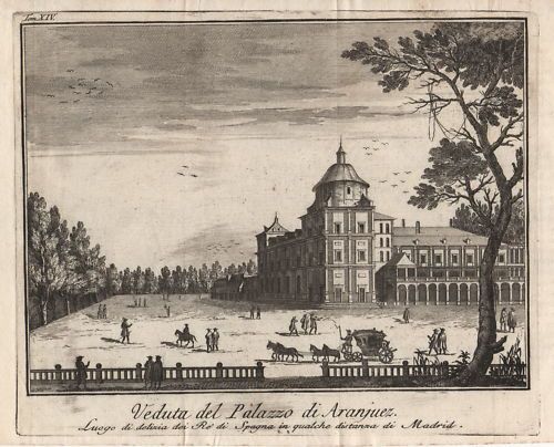 Antica Incisione Del Palazzo Di Aranjuez, Madrid. Fine XVIII Secolo