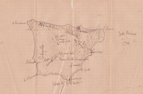 Antica Mappa Di Spagna, Portogallo, Gibilterra E Isole Baleari, 1900 Circa