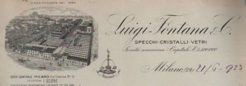 Pubblicità Vetreria Fontana Milano 1923 Stampa Litografica Antica