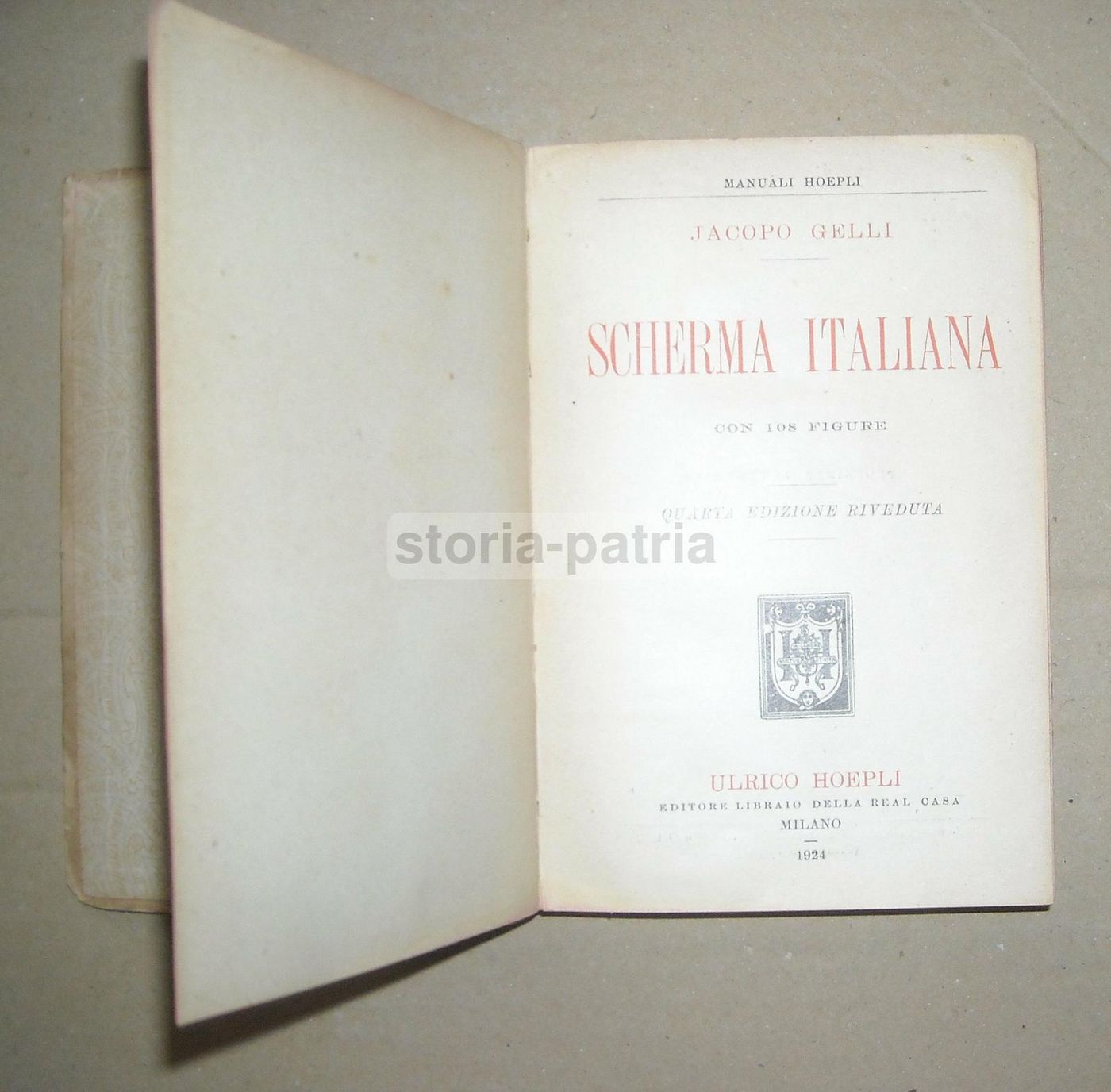 Scherma Italiana J. Gelli 1929 Hoepli Illustrato Spada Sciabola