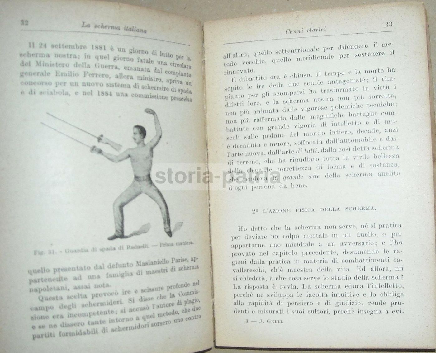 Scherma Italiana J. Gelli 1929 Hoepli Illustrato Spada Sciabola