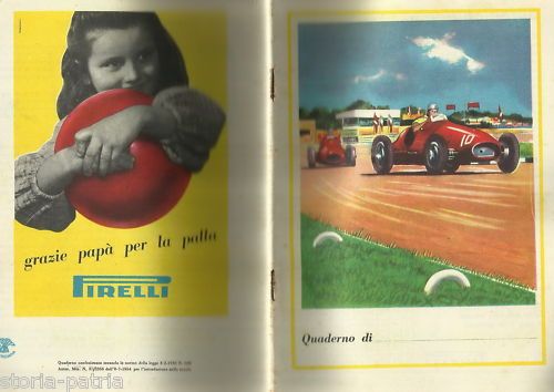 Quaderno Scolastico Pirelli Automobilismo Anni '50 Ferrari