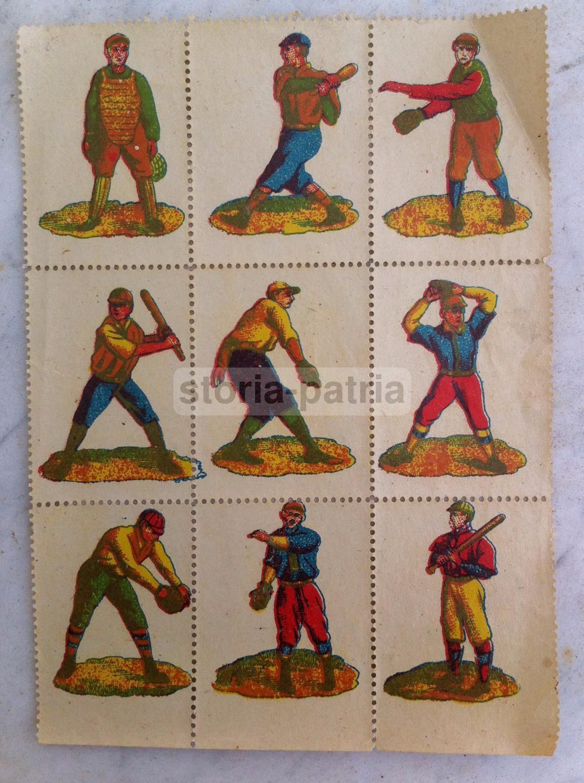 Figurine Baseball Cromolitografiche Anni '20 Collezione 12 Pezzi