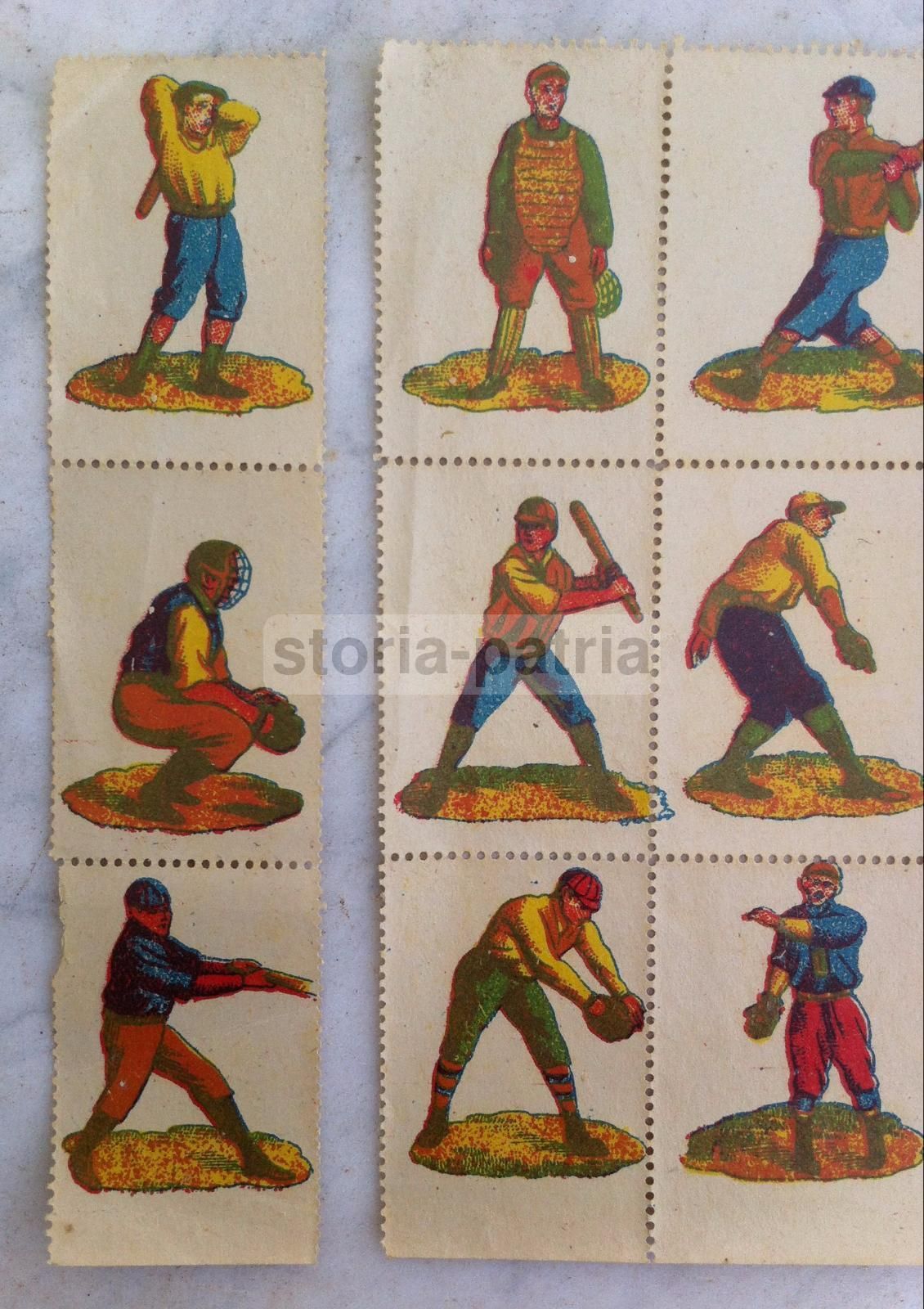 Figurine Baseball Cromolitografiche Anni '20 Collezione 12 Pezzi