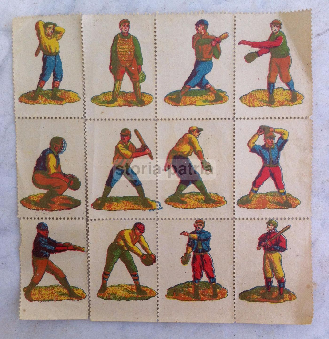 Figurine Baseball Cromolitografiche Anni '20 Collezione 12 Pezzi