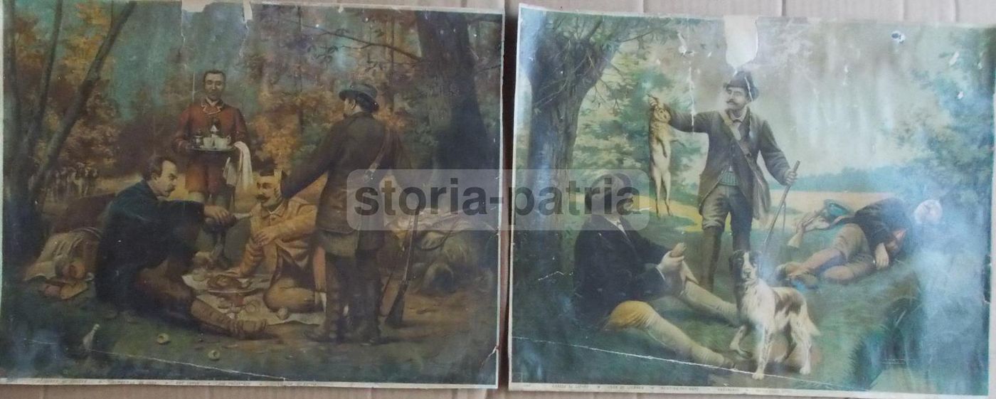 Coppia Di Stampe Antiche Sulla Caccia Ispirate Ad A. Sauvage
