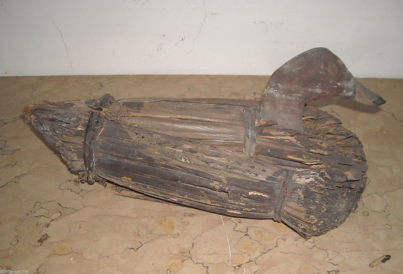 Richiamo Da Caccia Antico In Paglia Anatra Acquatica Epoca 900