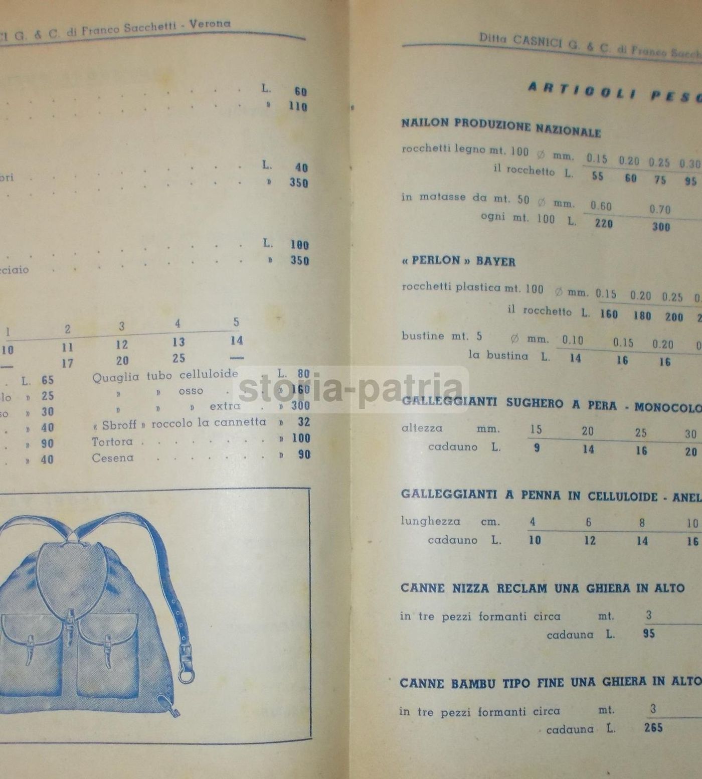 Catalogo Listino Casnici Bernardelli Verona 1960 Caccia Pesca Armi