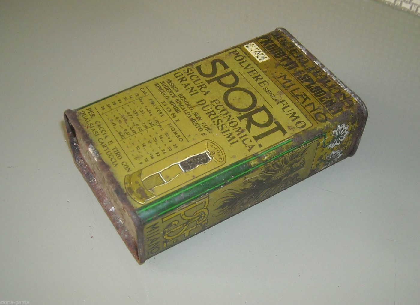 Scatola In Latta Per Polvere Da Sparo Spilamberto, Stile Liberty, Circa 1900