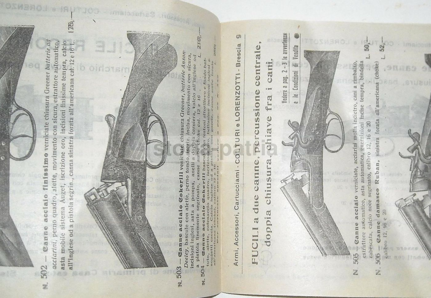 Catalogo Armi Colturi & Lorenzotti Brescia 1910 Fucili Caccia