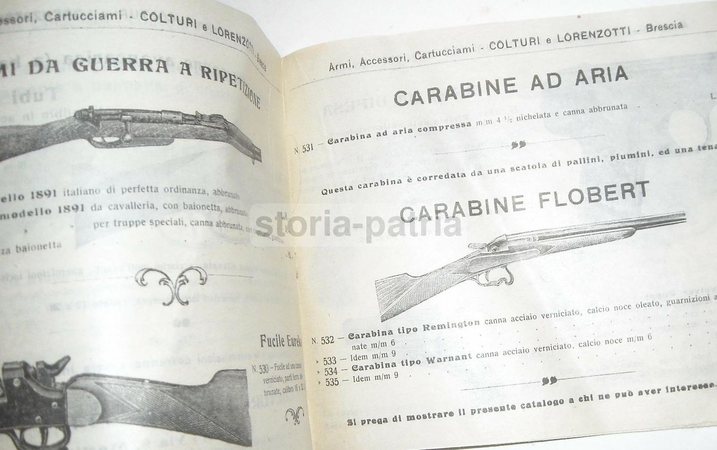 Catalogo Armi Colturi & Lorenzotti Brescia 1910 Fucili Caccia