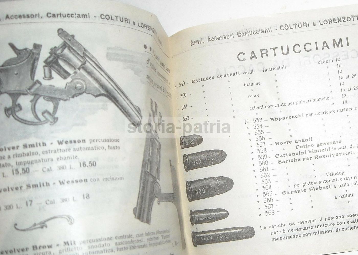 Catalogo Armi Colturi & Lorenzotti Brescia 1910 Fucili Caccia