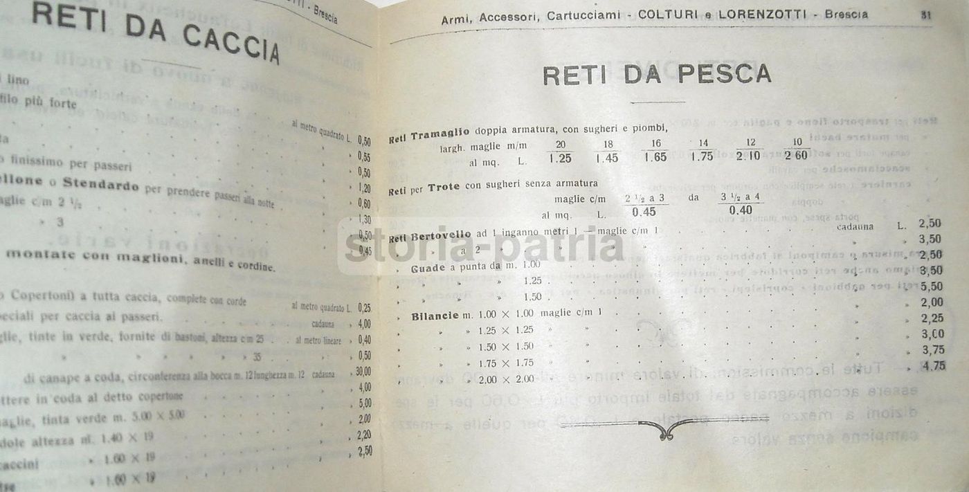 Catalogo Armi Colturi & Lorenzotti Brescia 1910 Fucili Caccia