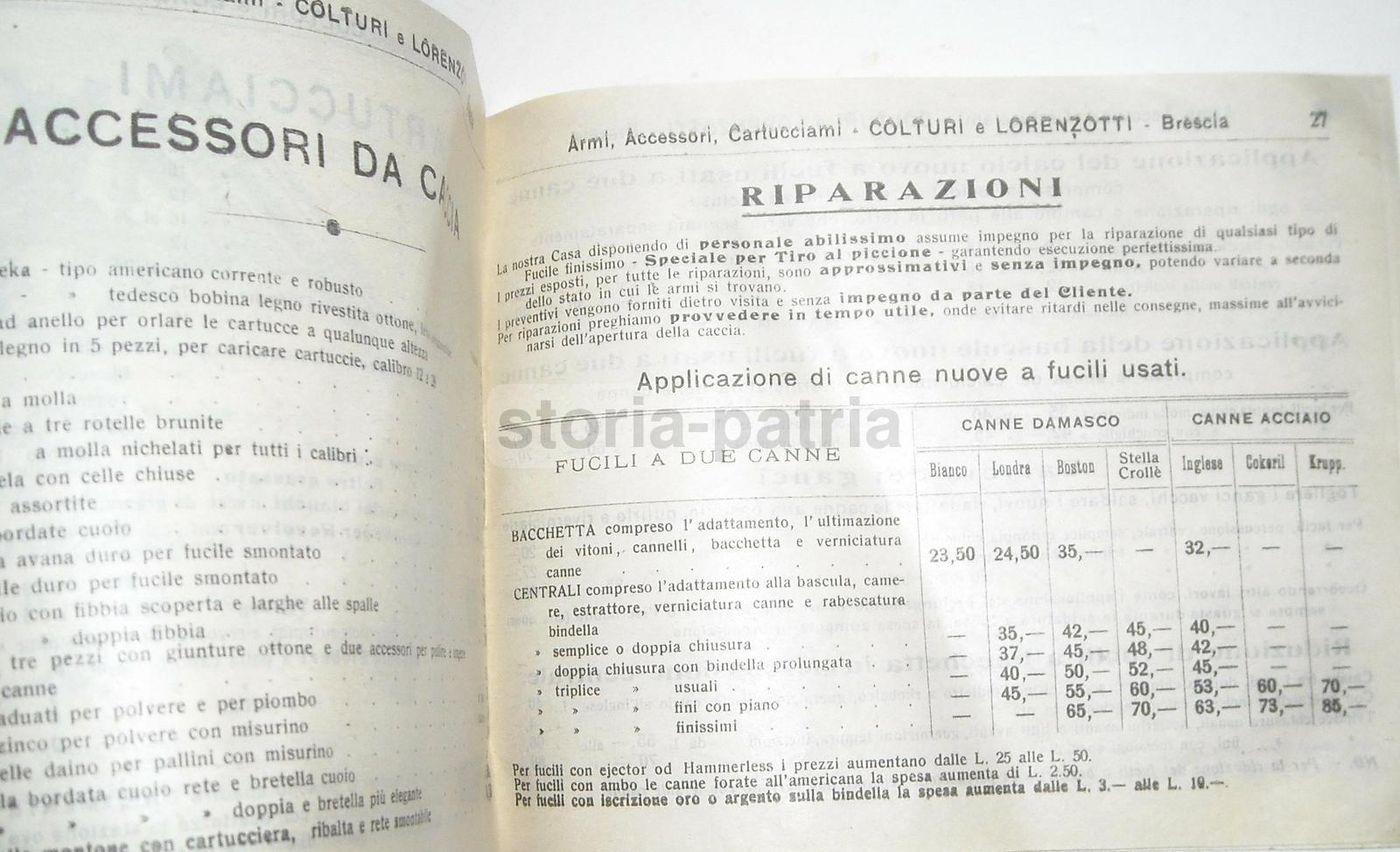 Catalogo Armi Colturi & Lorenzotti Brescia 1910 Fucili Caccia