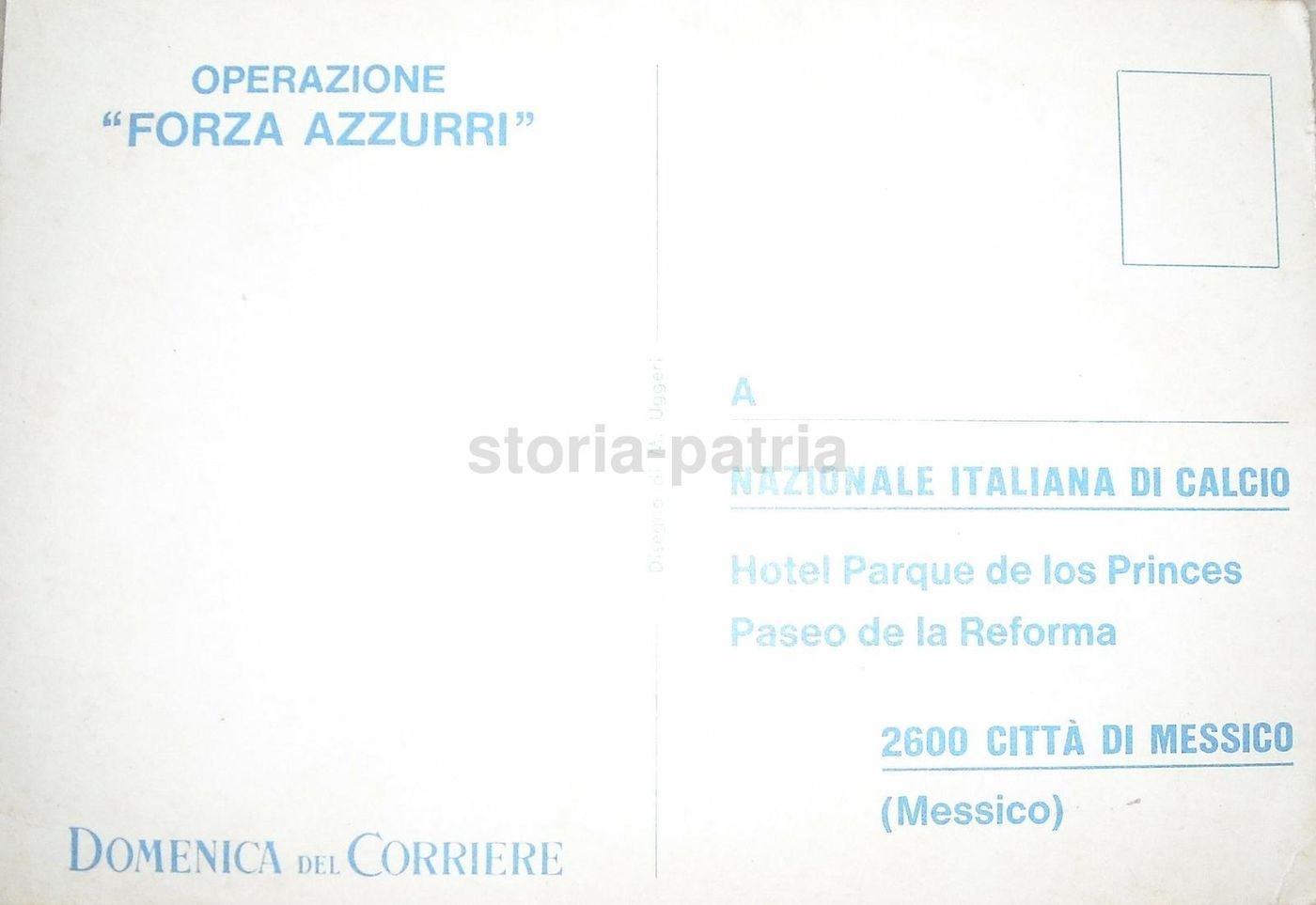 Cartolina Azzurri Coppa Rimet Messico 1970 Illustrata Uggeri