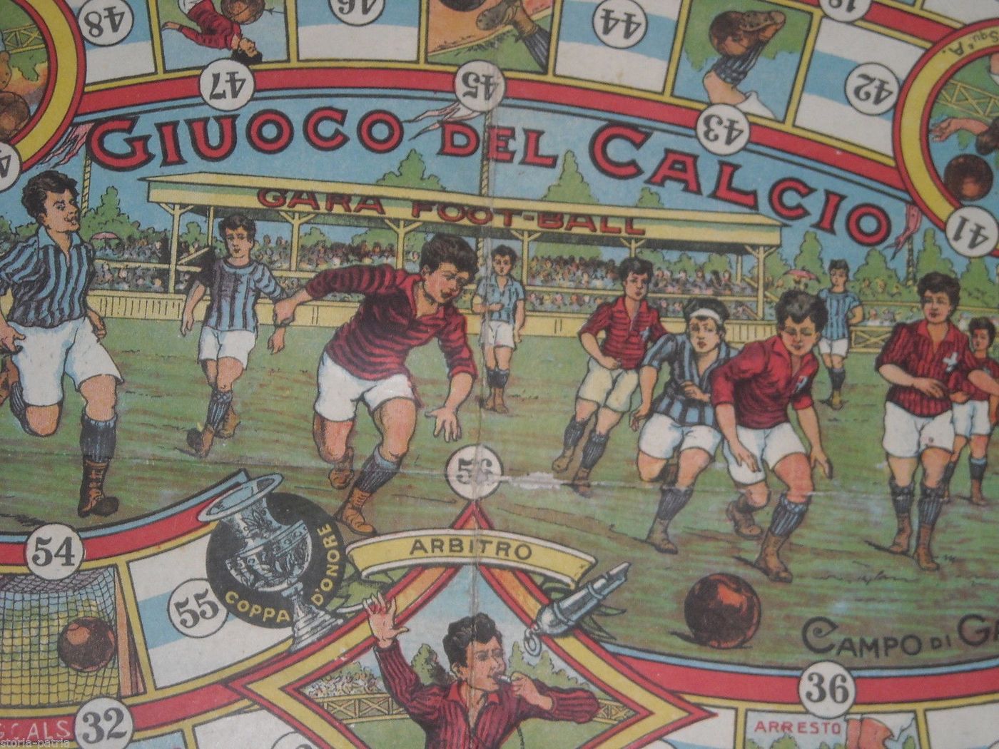Stampa Antica Gioco Del Calcio Gara Foot Ball Anni '40 Marca Stella