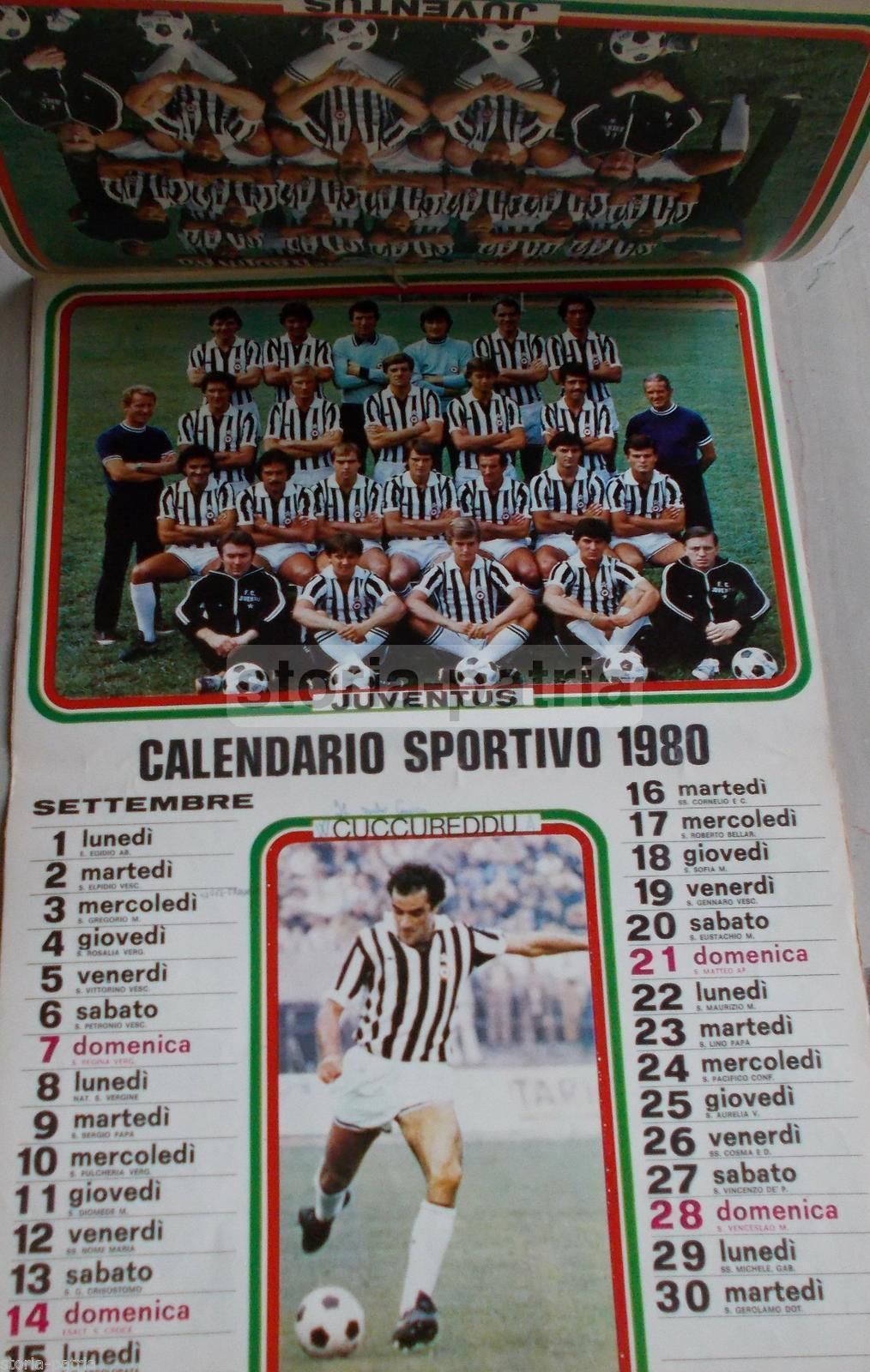 Calendario Juventus 1980 Con Scirea, Bettega, Tardelli. For Vem