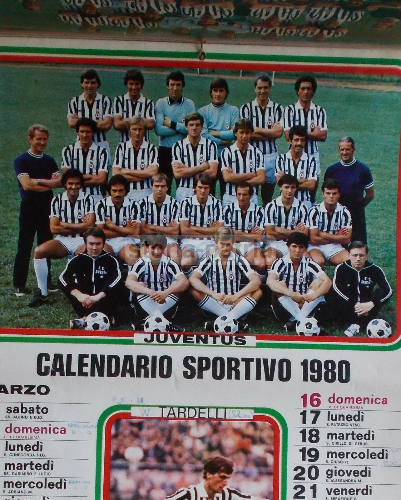 Calendario Juventus 1980 Con Scirea, Bettega, Tardelli. For Vem