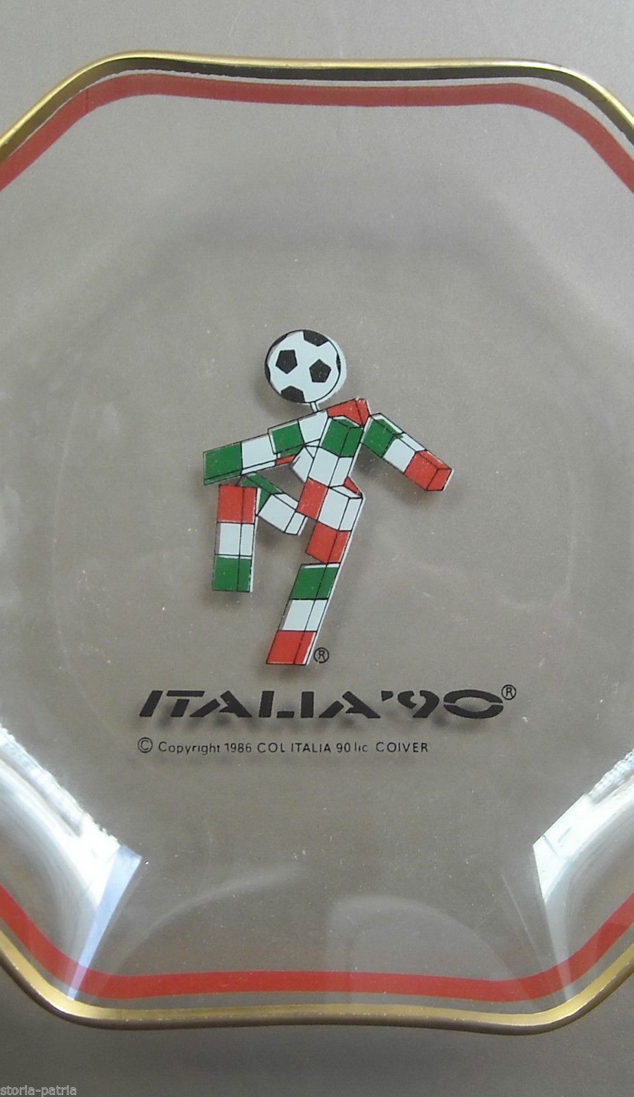 Piattino In Vetro Mascotte Ciao Italia '90 Mondiale Di Calcio