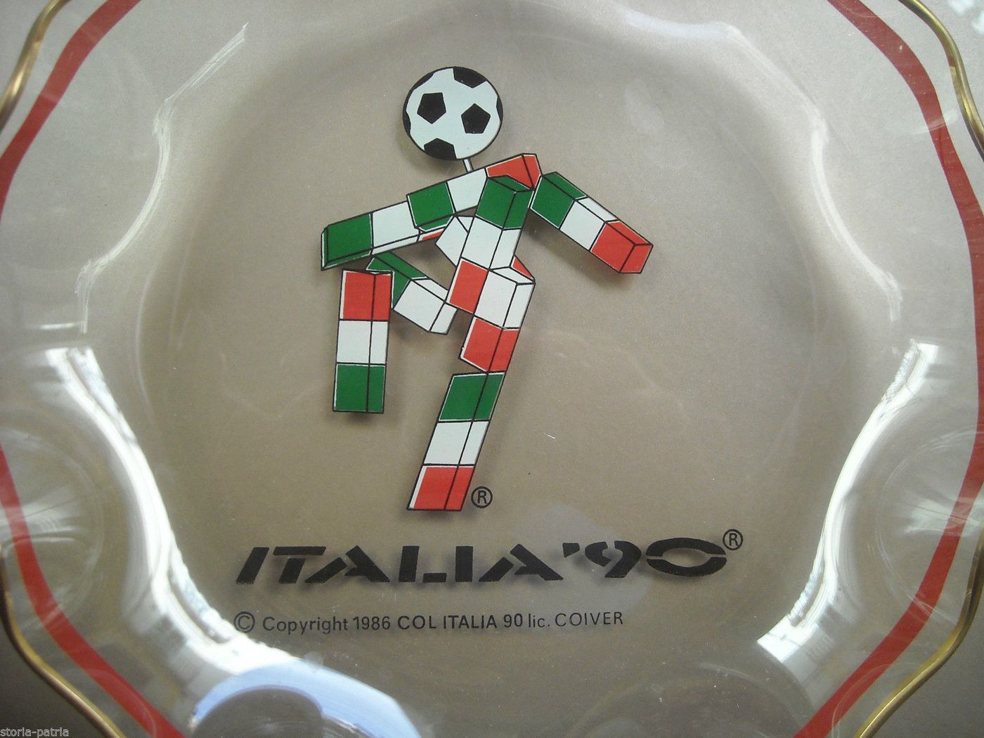 Piatto In Vetro Mascotte Ciao Italia '90 Mondiale Di Calcio