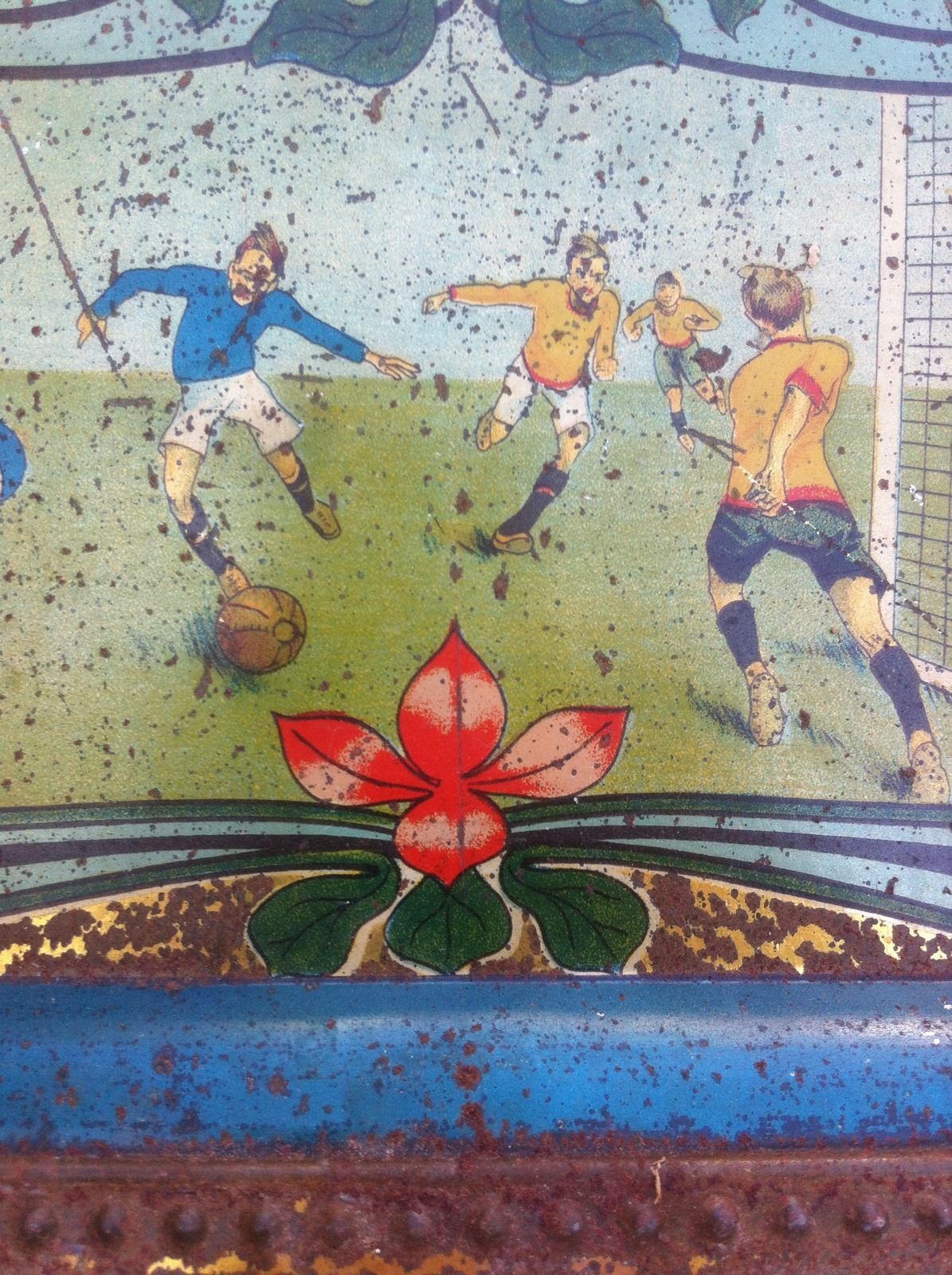 Vassoio In Latta Calcio Epoca Liberty, Anni '20, Cromolitografia