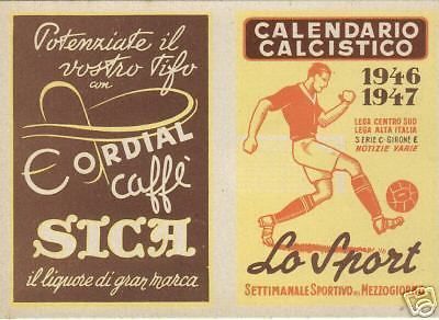 Calendario Calcistico 1946 47, Liquore Sica Cognac All'Uovo, Bari