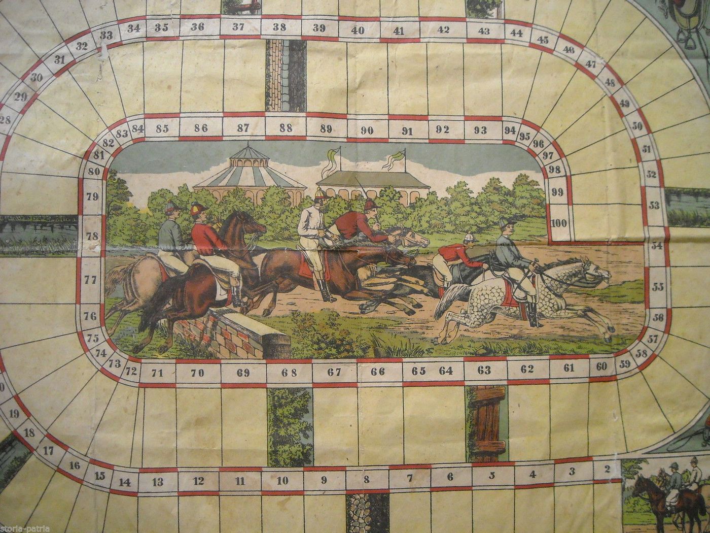 Stampa Antica Gioco Corse Cavalli Ippodromo Fantini Anni '20 '40