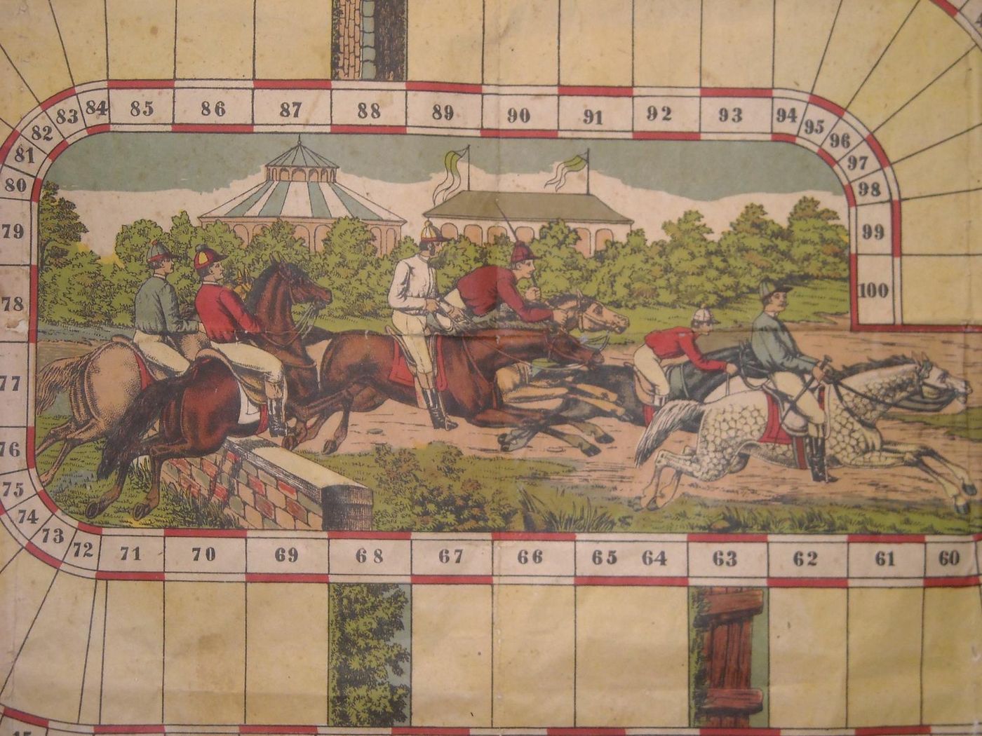 Stampa Antica Gioco Corse Cavalli Ippodromo Fantini Anni '20 '40