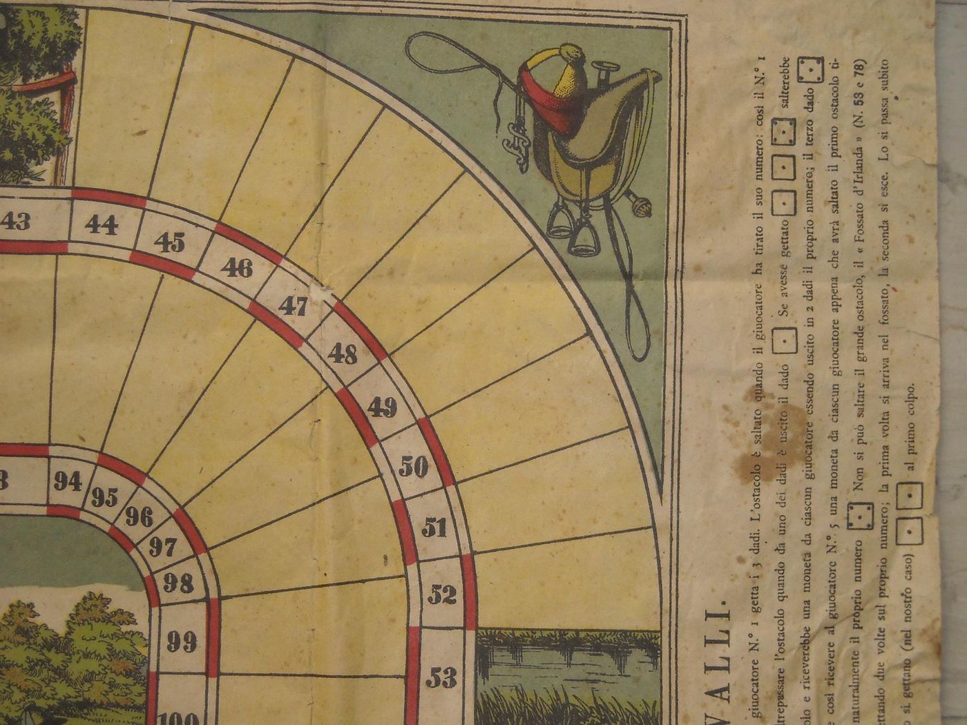 Stampa Antica Gioco Corse Cavalli Ippodromo Fantini Anni '20 '40