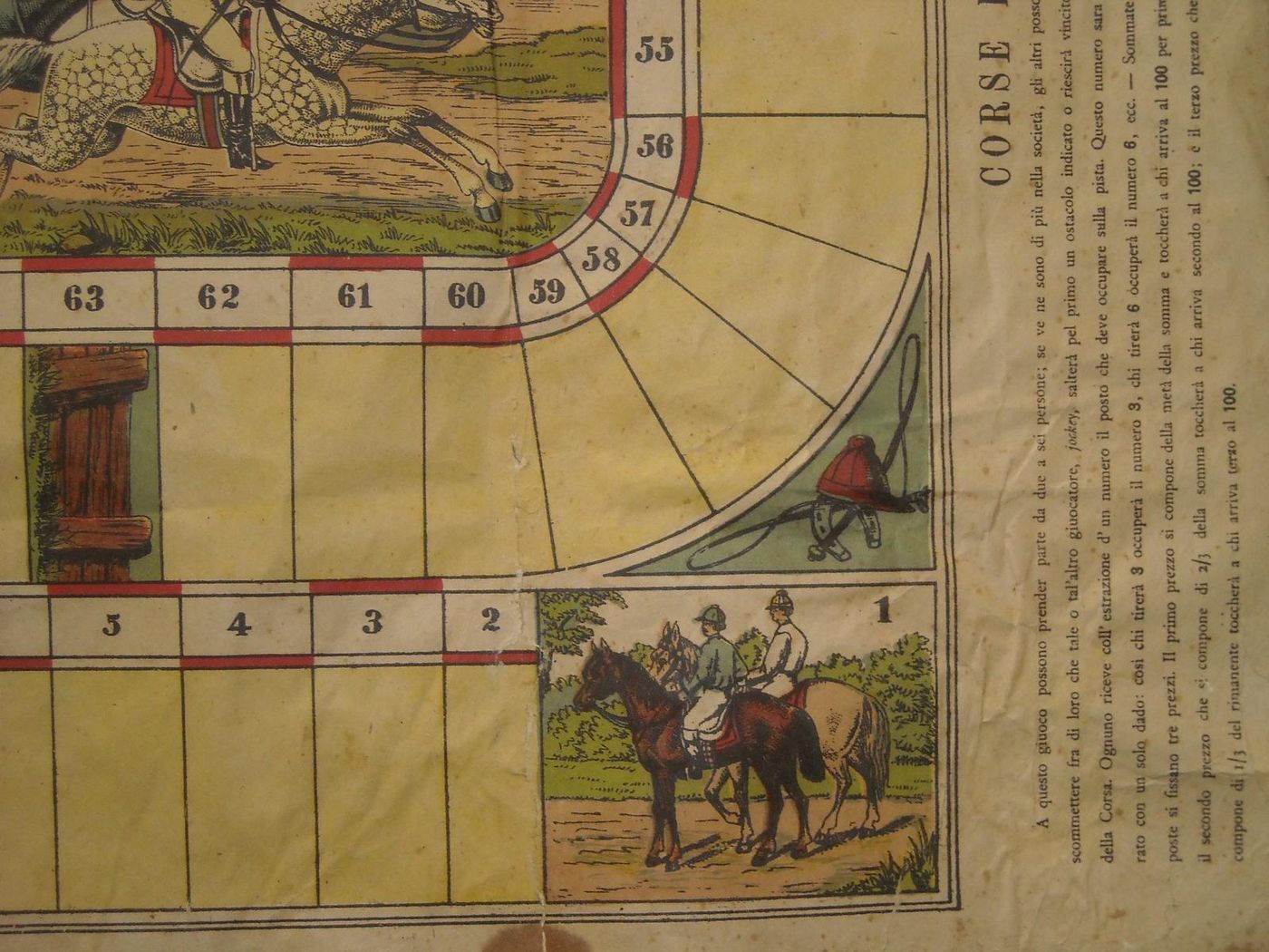 Stampa Antica Gioco Corse Cavalli Ippodromo Fantini Anni '20 '40