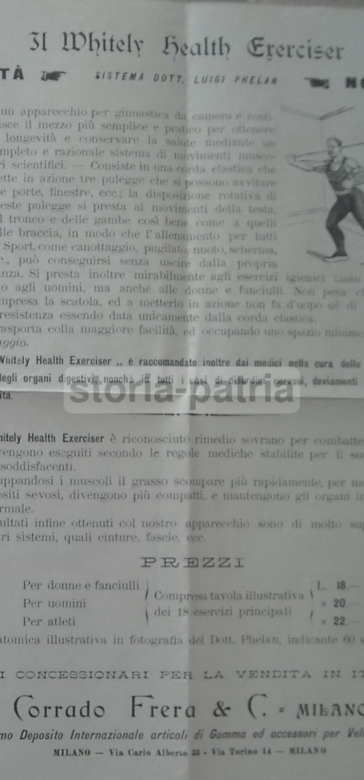 Pubblicità Antica Whitely Health Exerciser Sistema Phelan Milano