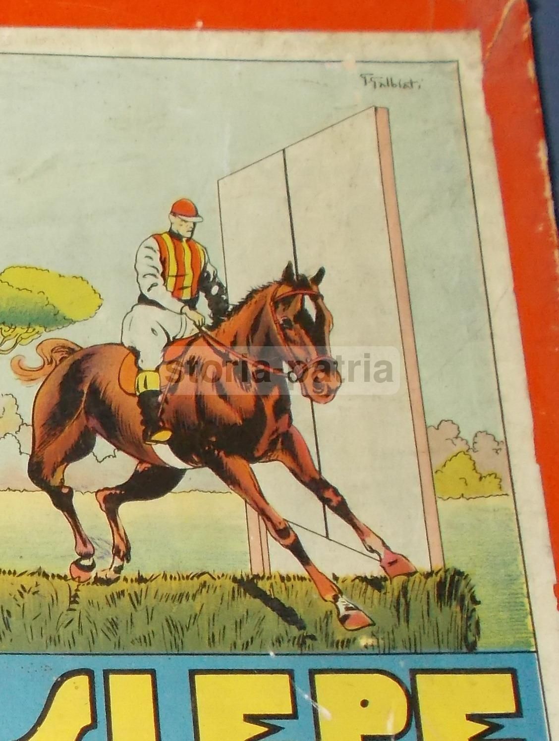 Gioco d'Epoca Salto Della Siepe Illustrato Da Galbiati Con Cavallini In Legno, Anni '30 '50