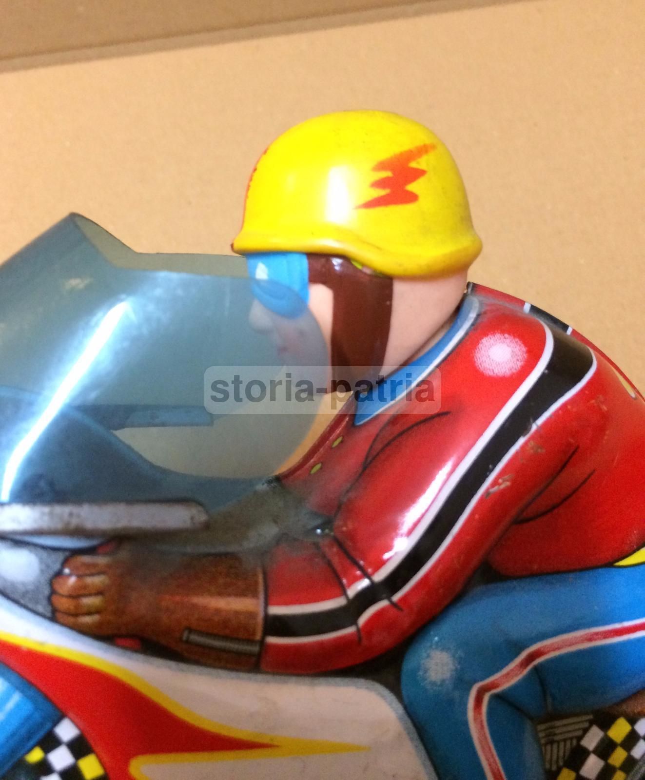 Motociclista Giocattolo Vintage In Latta, Marchio Y, Giappone Anni '60 '70