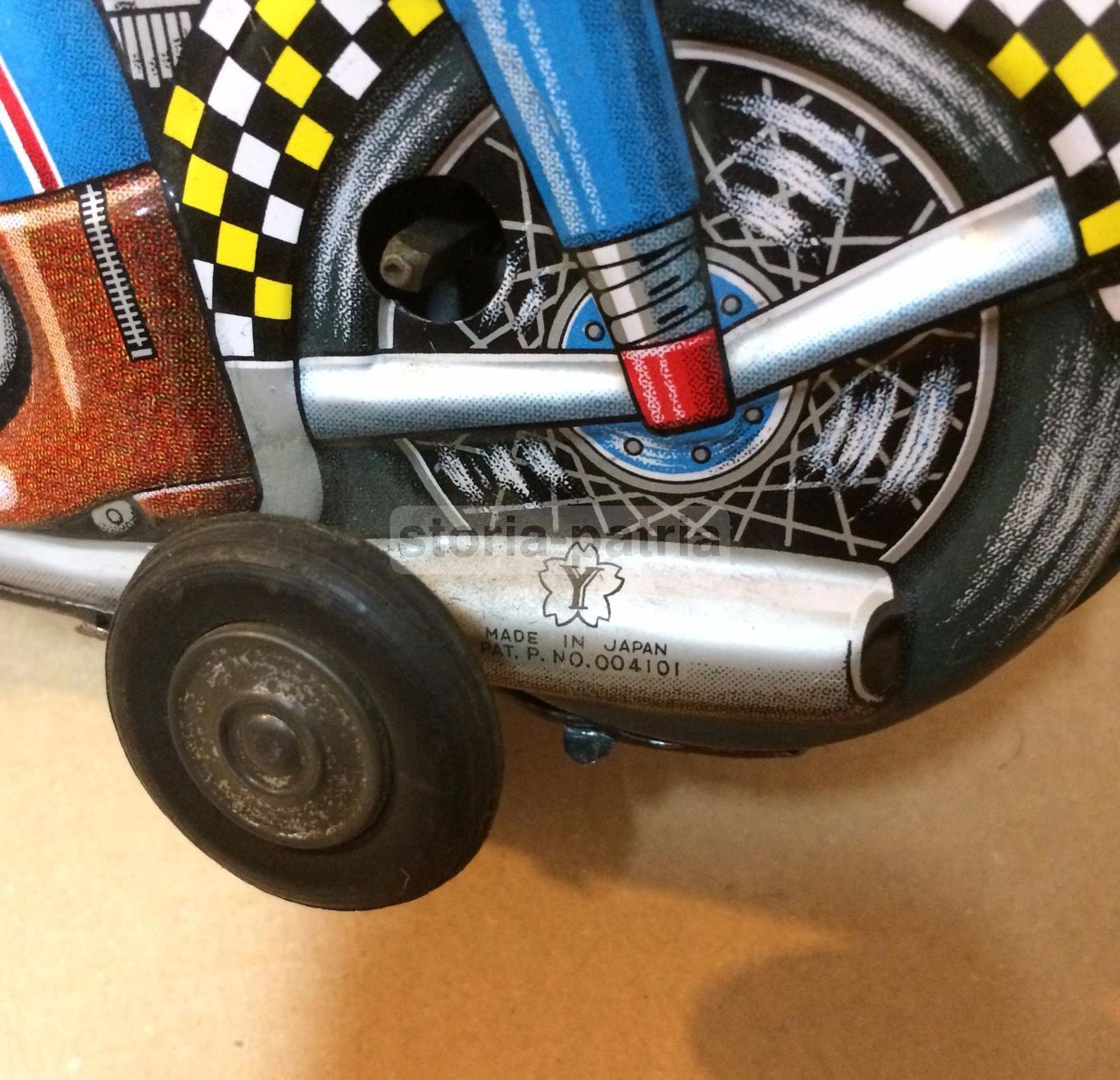 Motociclista Giocattolo Vintage In Metallo Made In Japan, Anni '60 '70