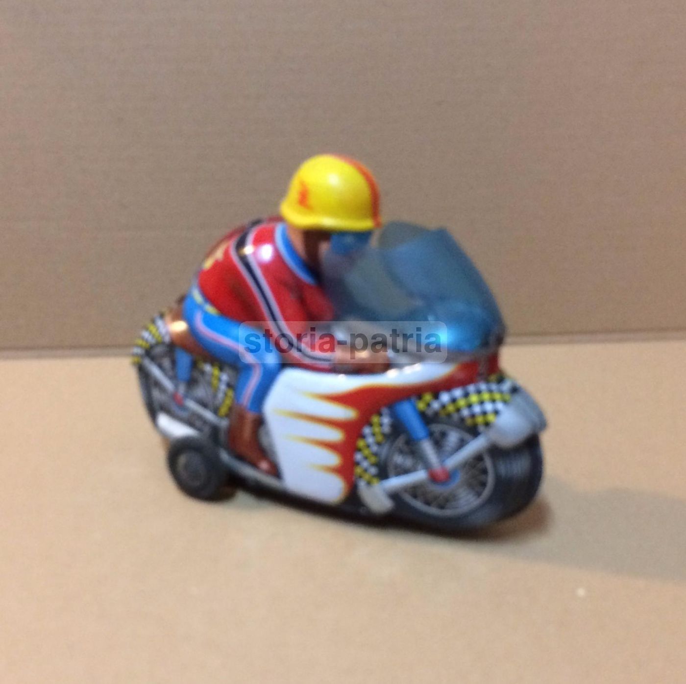 Motociclista Giocattolo Vintage In Metallo Made In Japan, Anni '60 '70