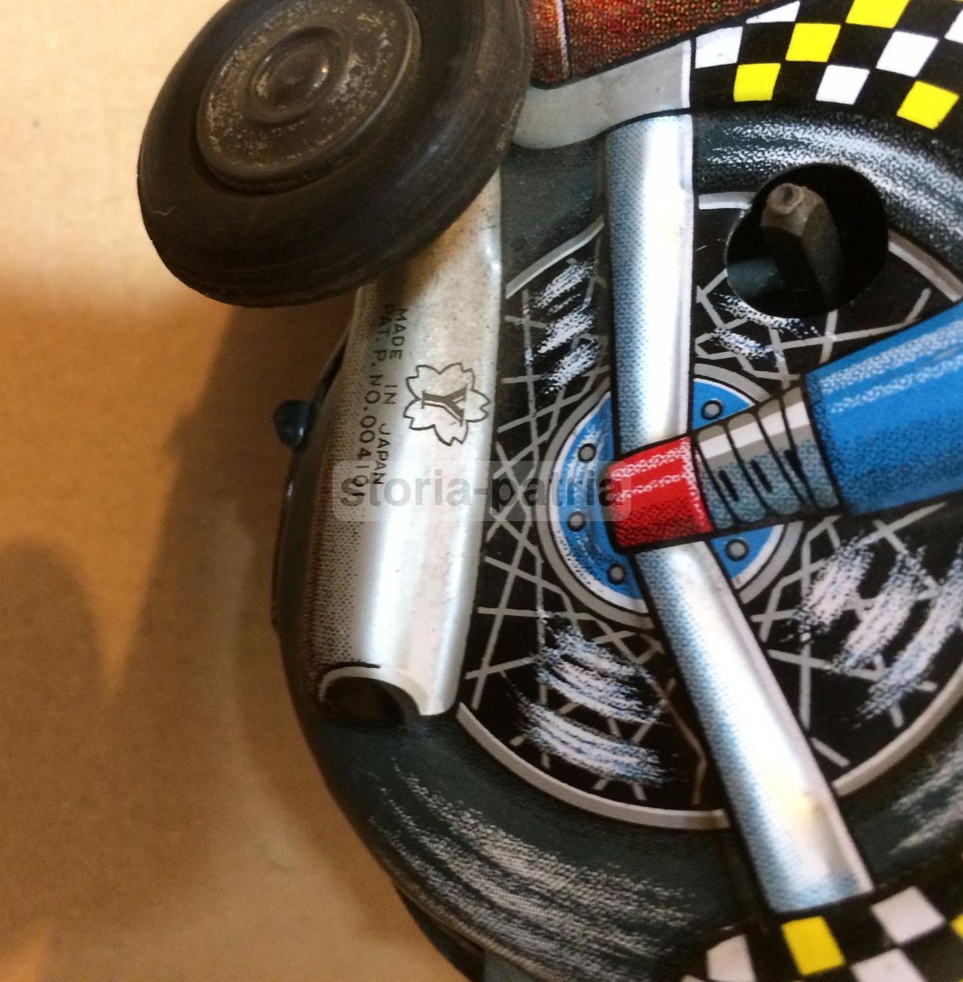 Motociclista Giocattolo Vintage In Metallo Made In Japan, Anni '60 '70