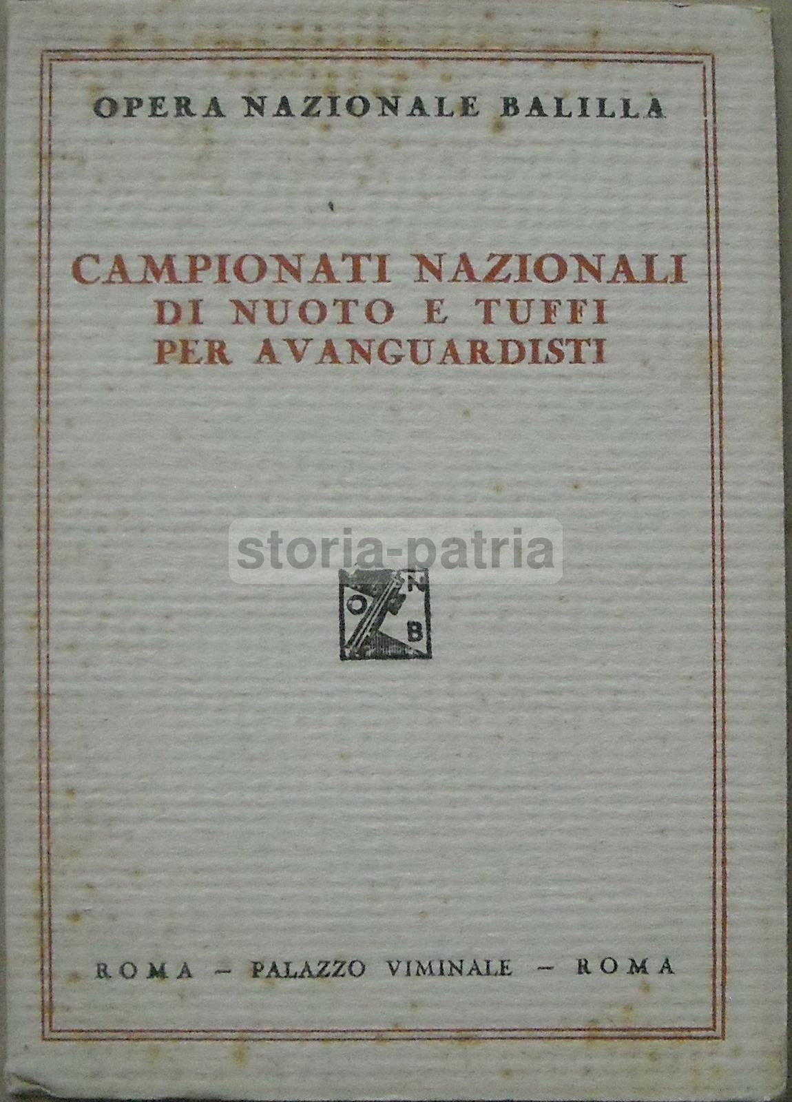 Campionati Nazionali Nuoto E Tuffi Opera Nazionale Balilla Roma 1928 Illustrato