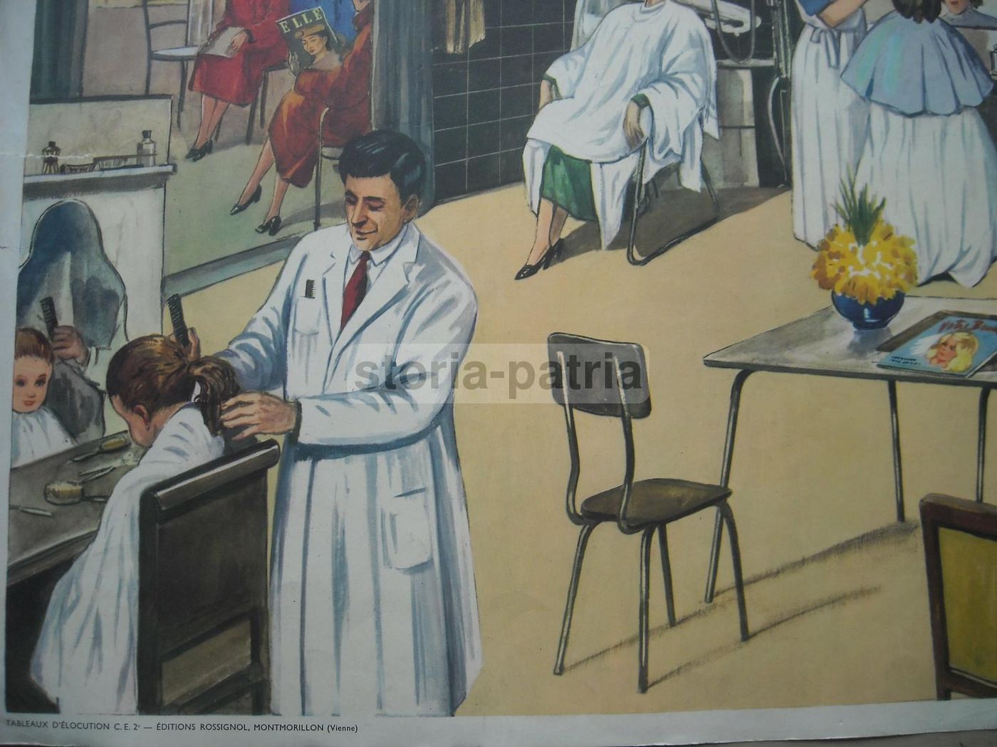 Stampa Vintage Piscina E Parrucchiere Anni '50 Rossignol