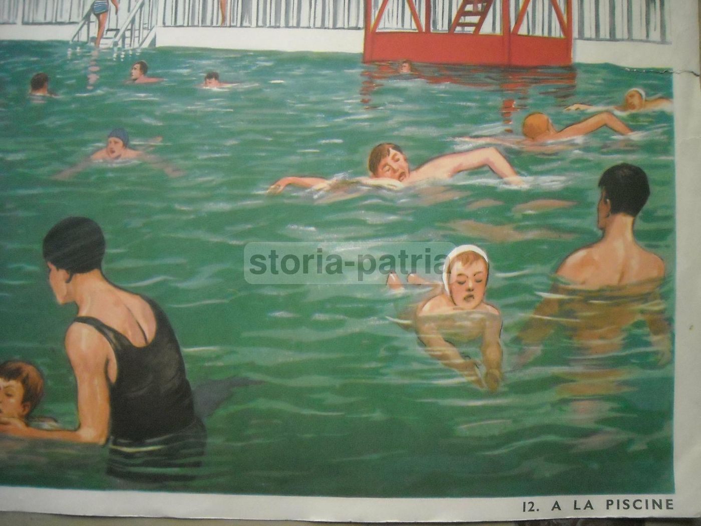 Stampa Vintage Piscina E Parrucchiere Anni '50 Rossignol